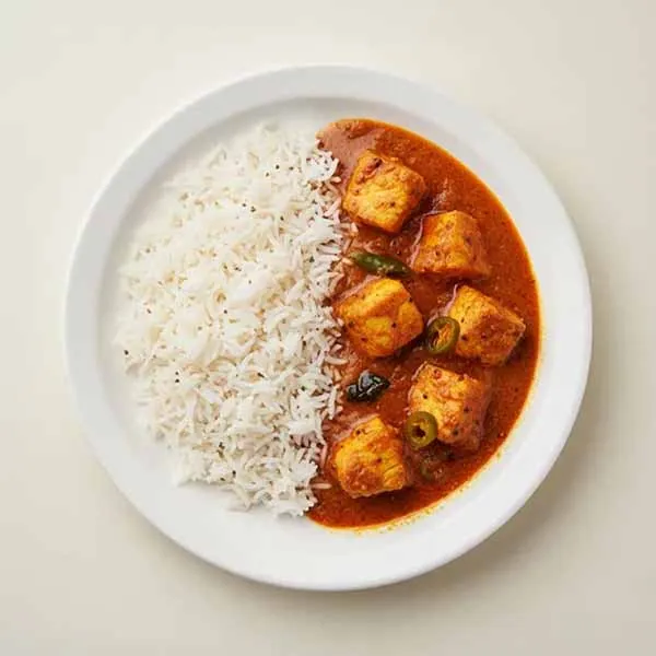 Coastal Kokum Fish Curry with Steamed Basmati Rice